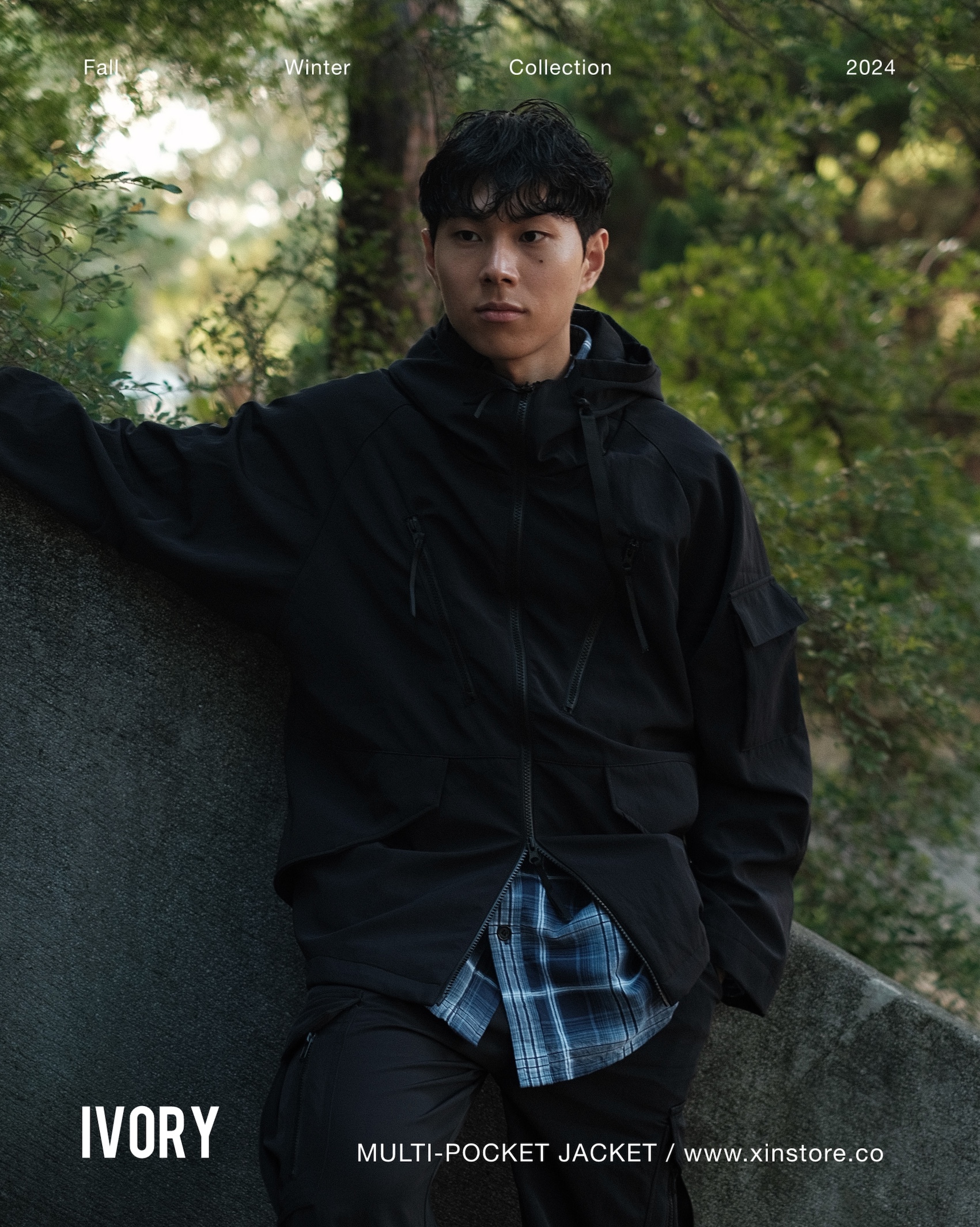 <現貨>IVORY Multi-Pocket Jacket 連帽 多口袋 雙拉鍊 防風 外套 兩色【Y710】