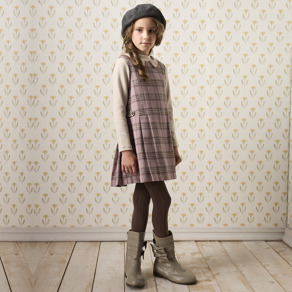 PIPPY 經典格紋棉質背心洋裝 粉