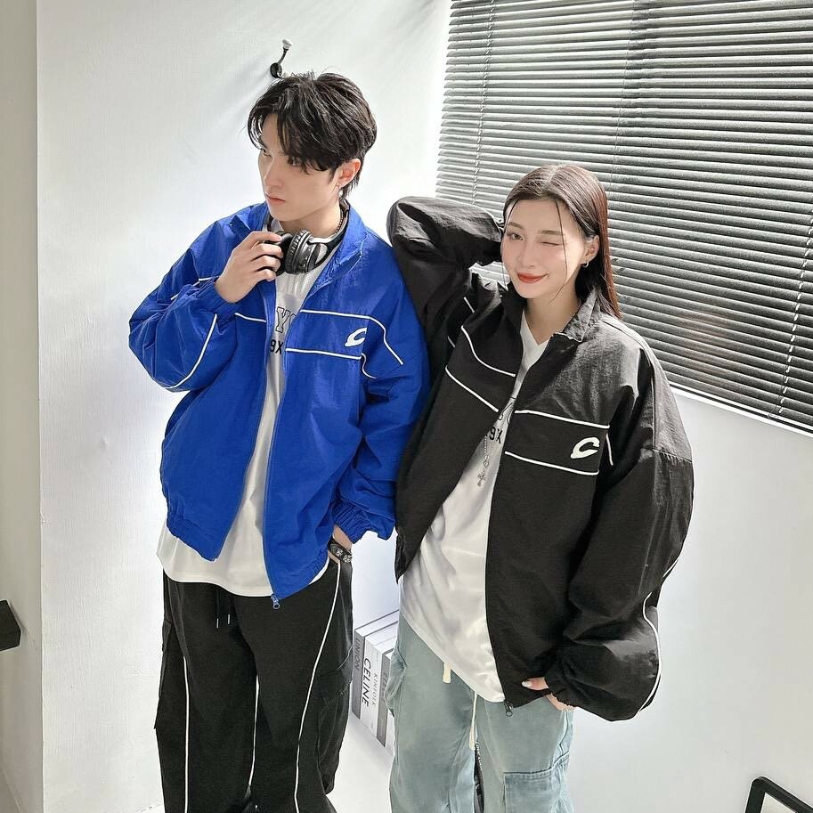 半高領C字織帶 線條外套 (2colors)