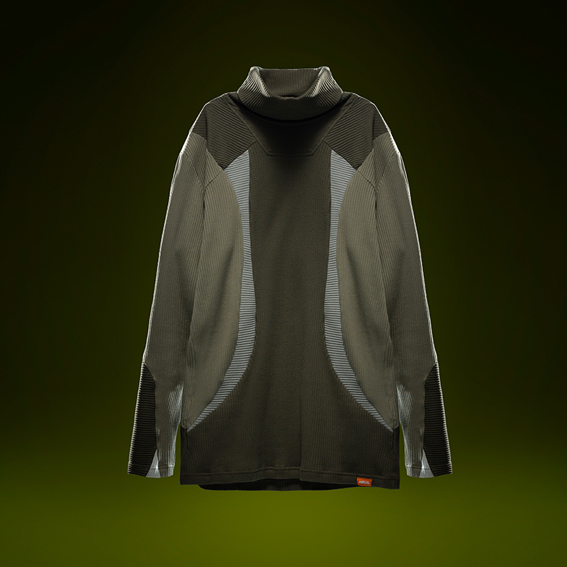 不作惡「息行生態衣」賽博龐克修身高彈螺紋拼色高領打底衣秋冬