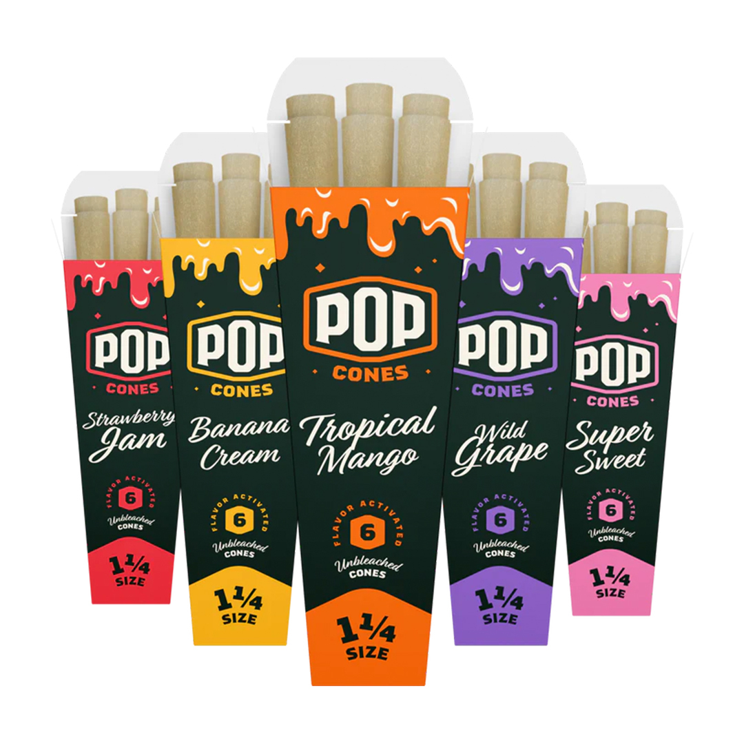 POP CONES PRE-ROLLED CONES WITH FLAVOR TIP - 1 1/4 SIZE 6PK