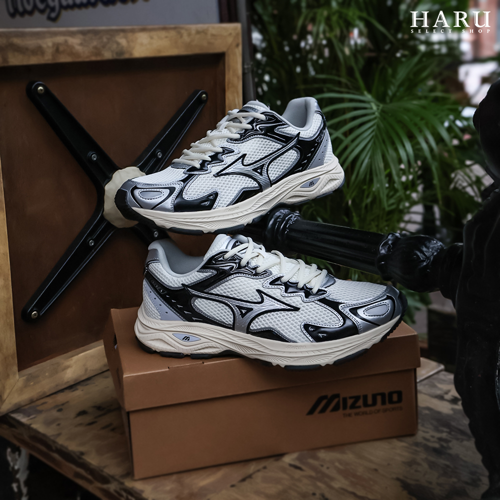 Oarism x Mizuno Racer S 聯名款 白灰黑銀 奶油中底 網眼 慢跑鞋 復古慢跑鞋 D1GH243601