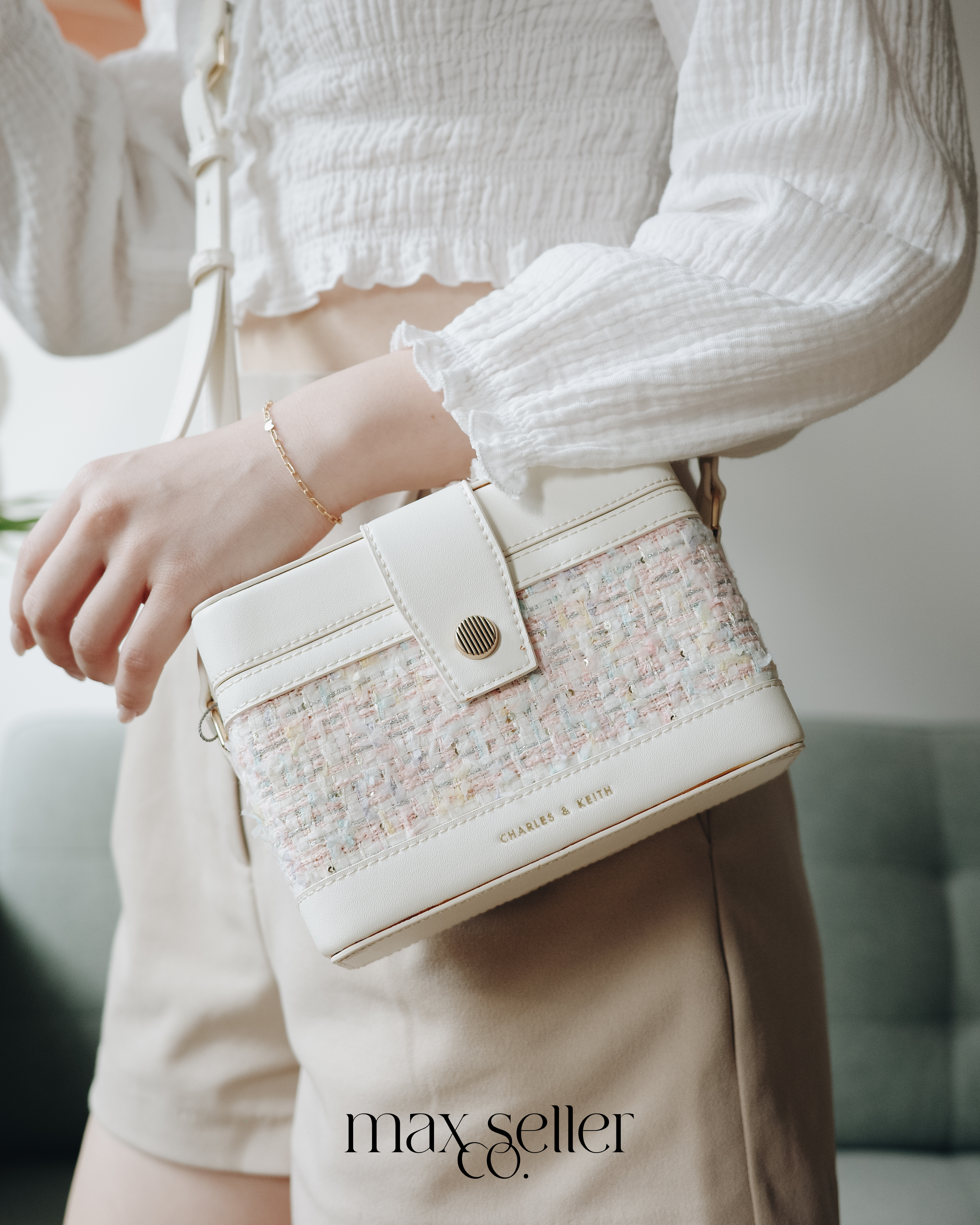 現貨｜夢幻粉 CHARLES & KEITH 編織小盒子| CHARLES & KEITH Box Bag