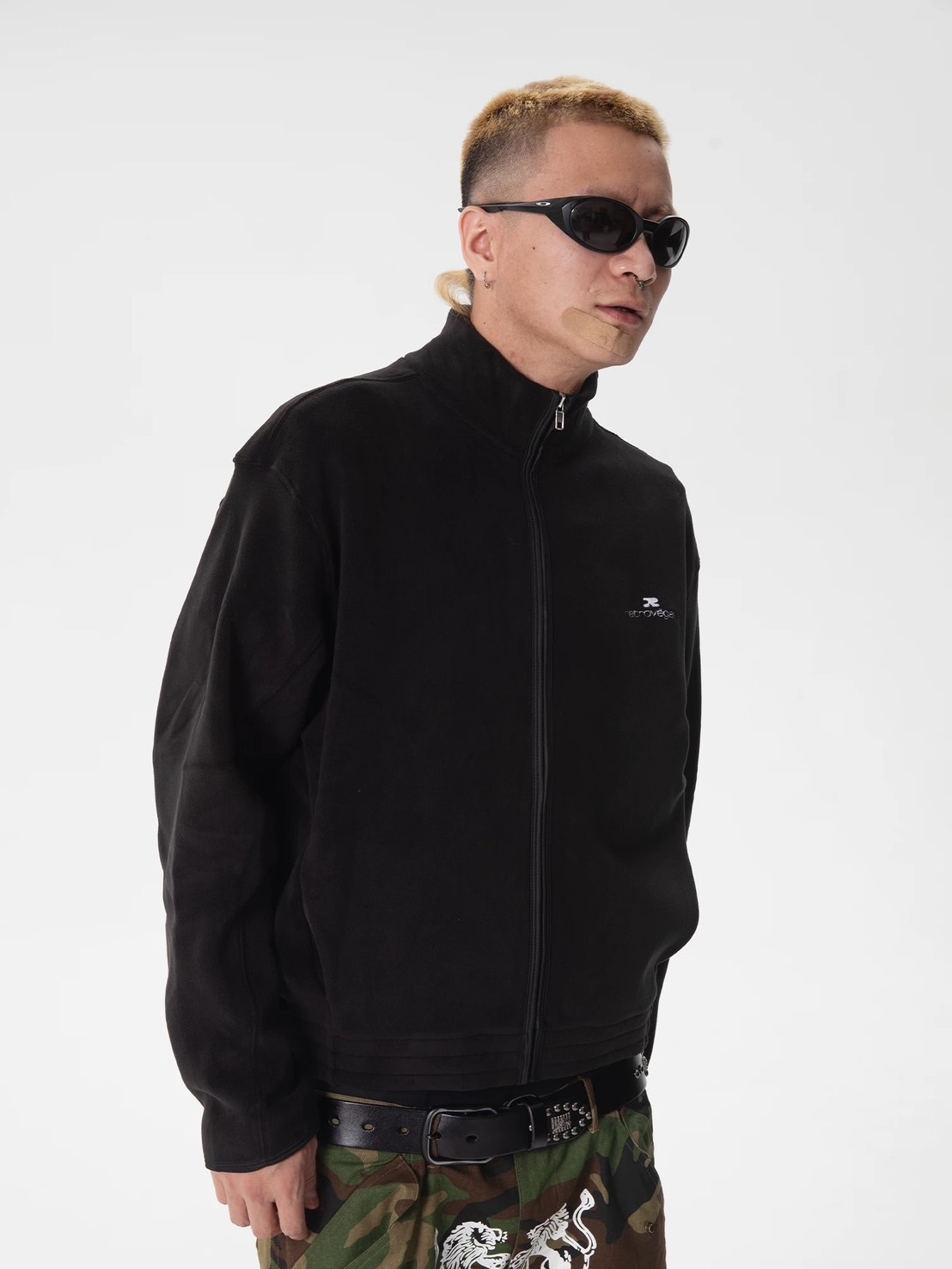 RTVG 雙面搖粒絨 簡約 立領拉鍊夾克 黑色