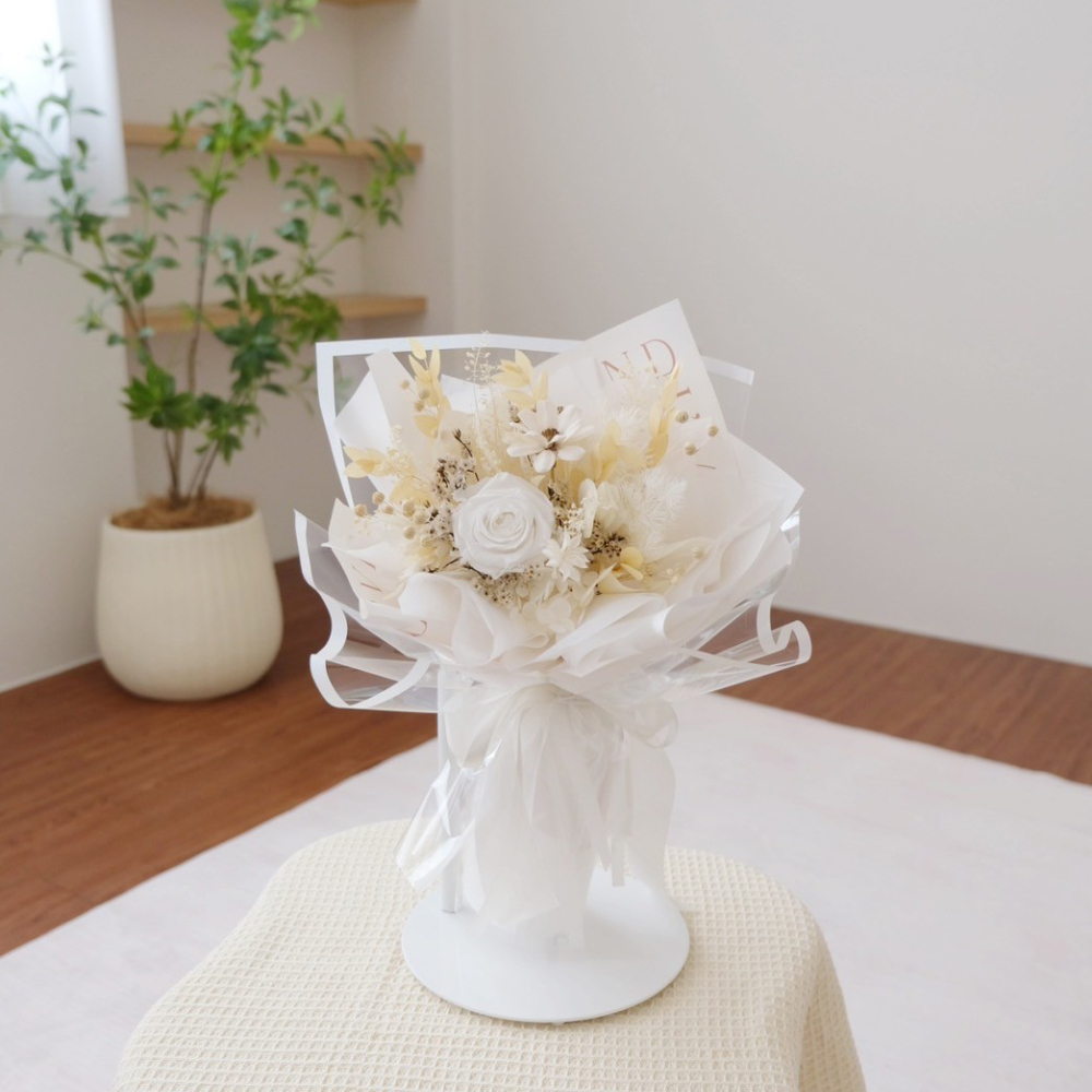 甜甜日子永生花束 / 白色系