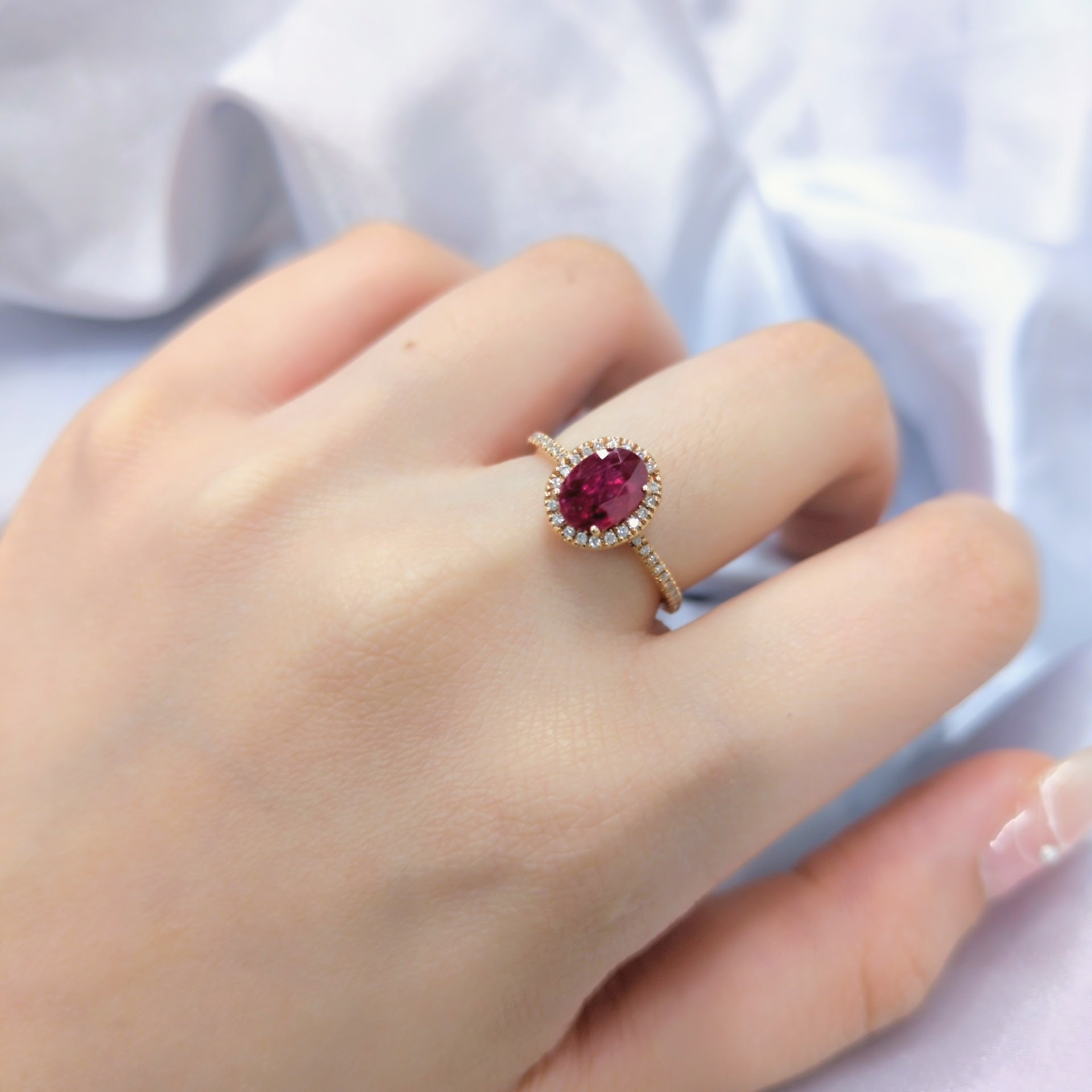 18K Rose Gold 0.96ct Ruby and Diamond Ring