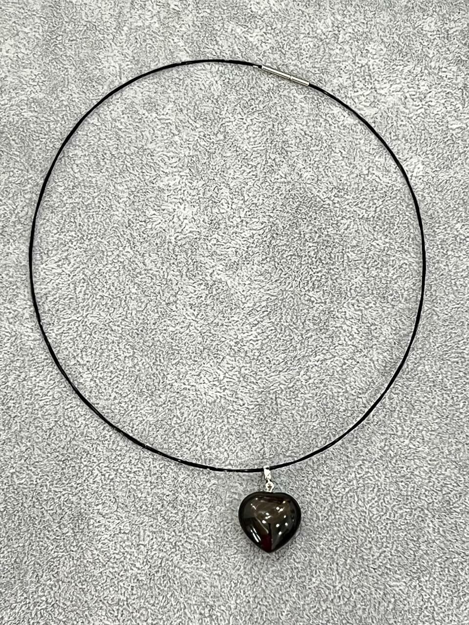 [S] GEMZ & CO ZBA HYPERSTHENE HEART- SHAPED PENDANT WITH BLACK NECKLACE, Y271 (Y271)