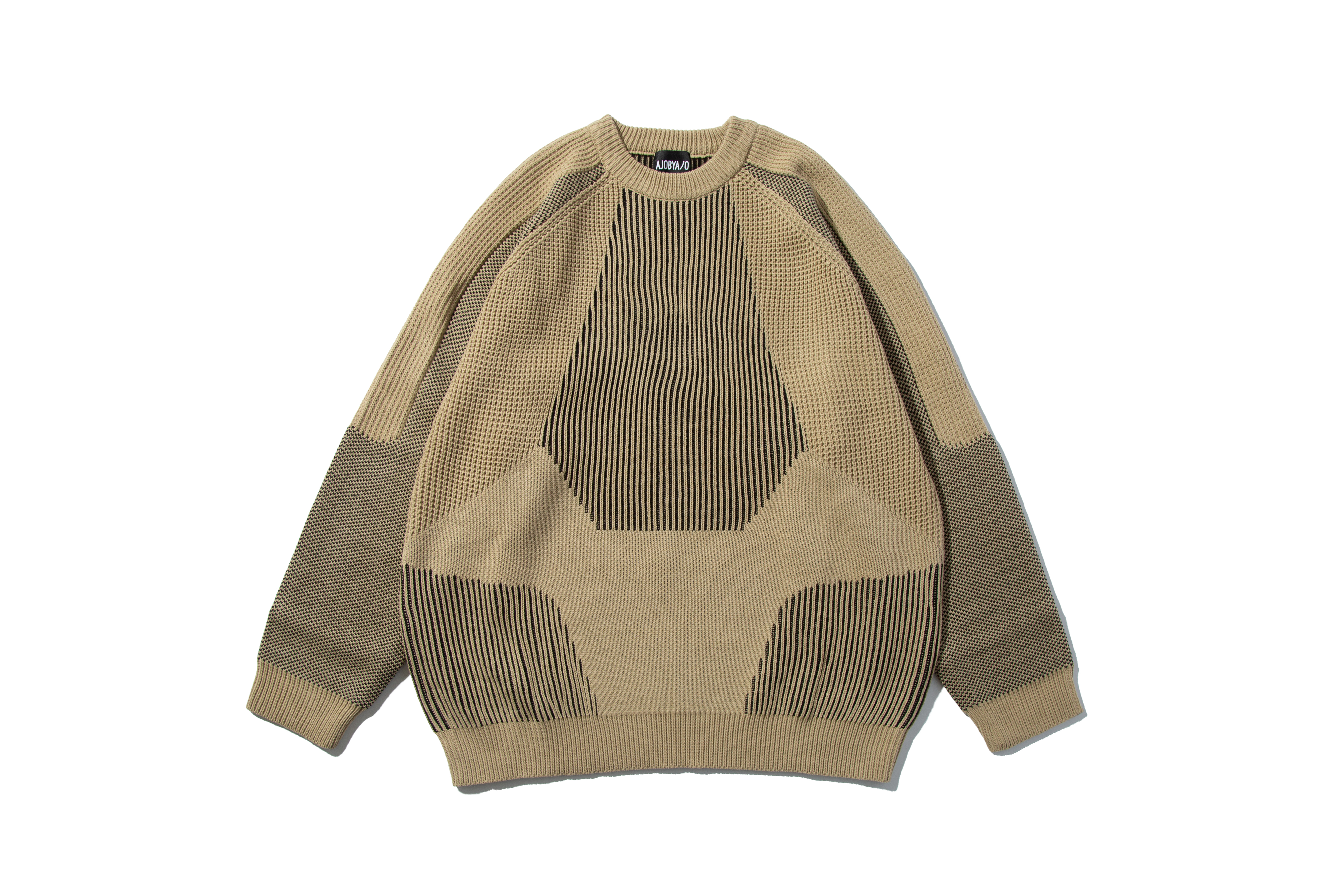 AJOBYAJO "Paneled Mixed Knit Sweater" (BEIGE)