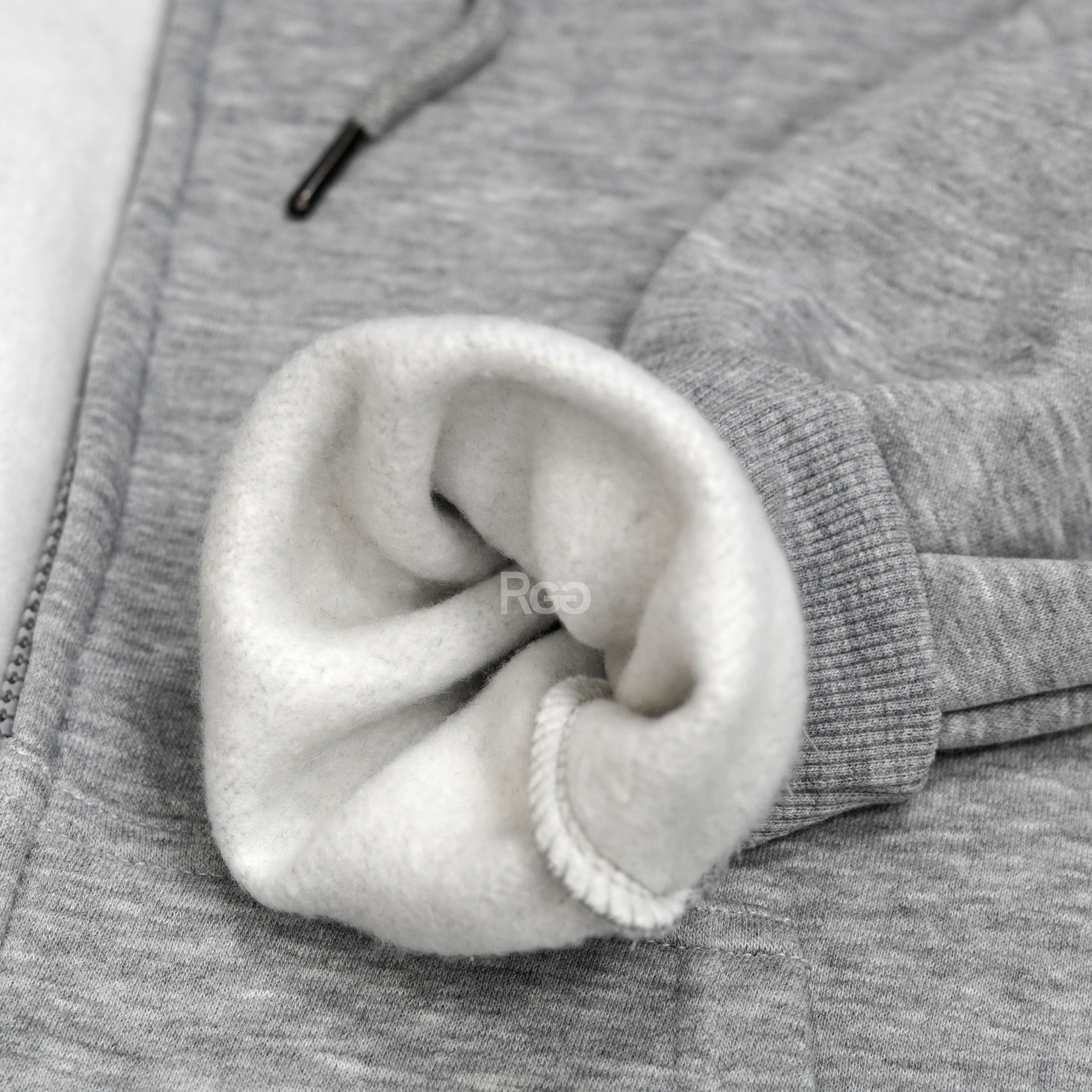 美式休閒素面內加絨刷毛連帽外套袖口內裡照