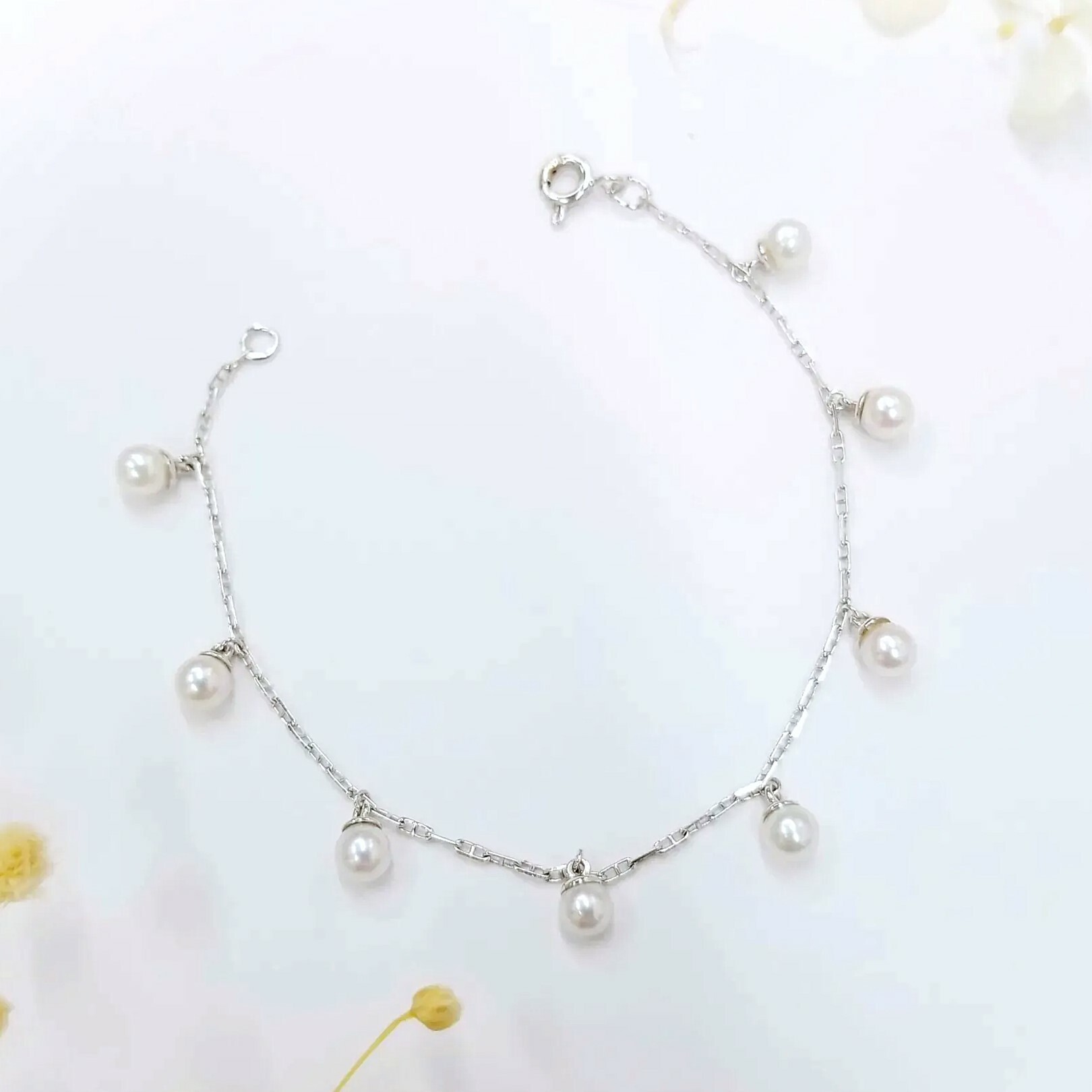 全新18K白金珍珠手鍊