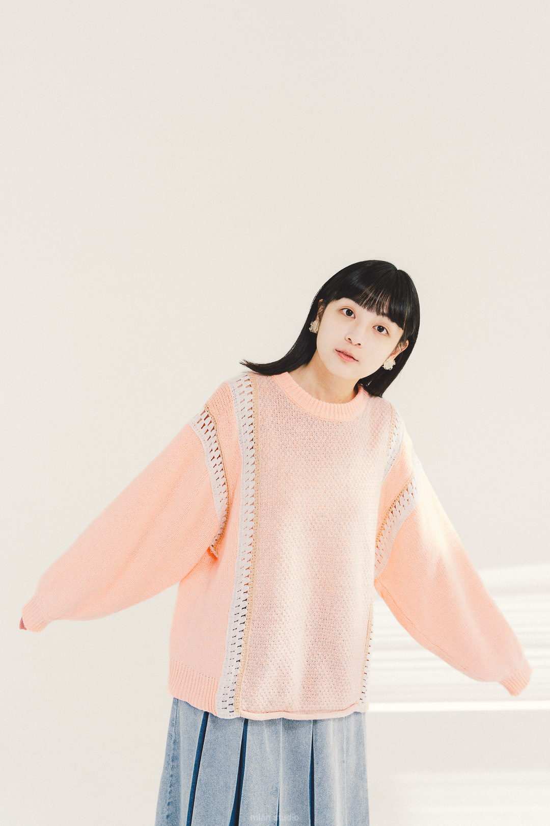 星星點亮燈！羊毛鉤針編織衣(三色-桃粉)