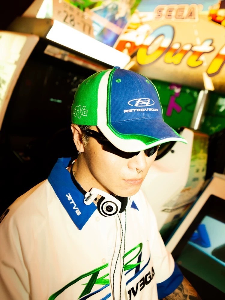 RTVG 藍綠拼接 刺繡Logo 老帽