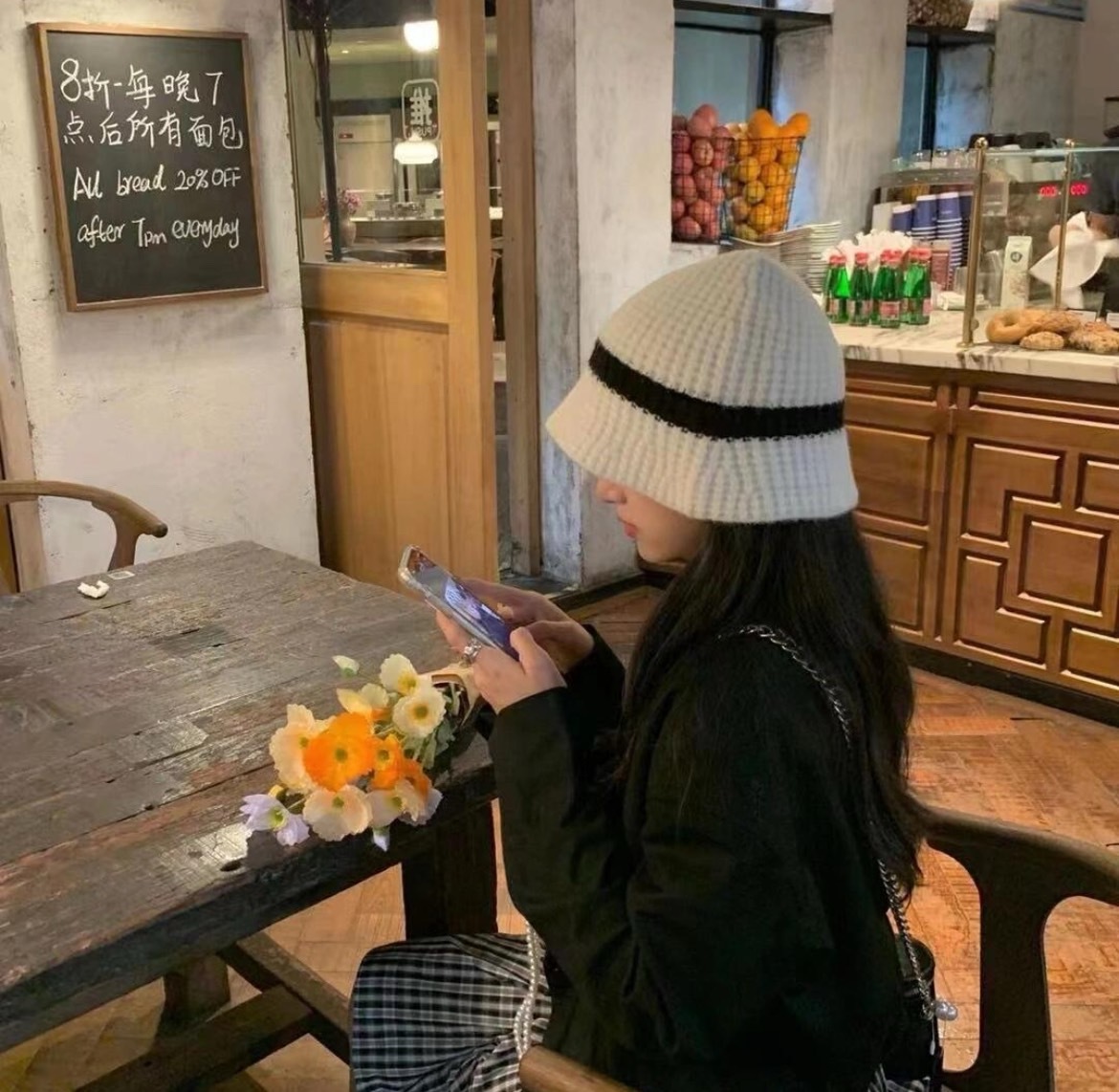 針織小香雙色漁夫帽/二色