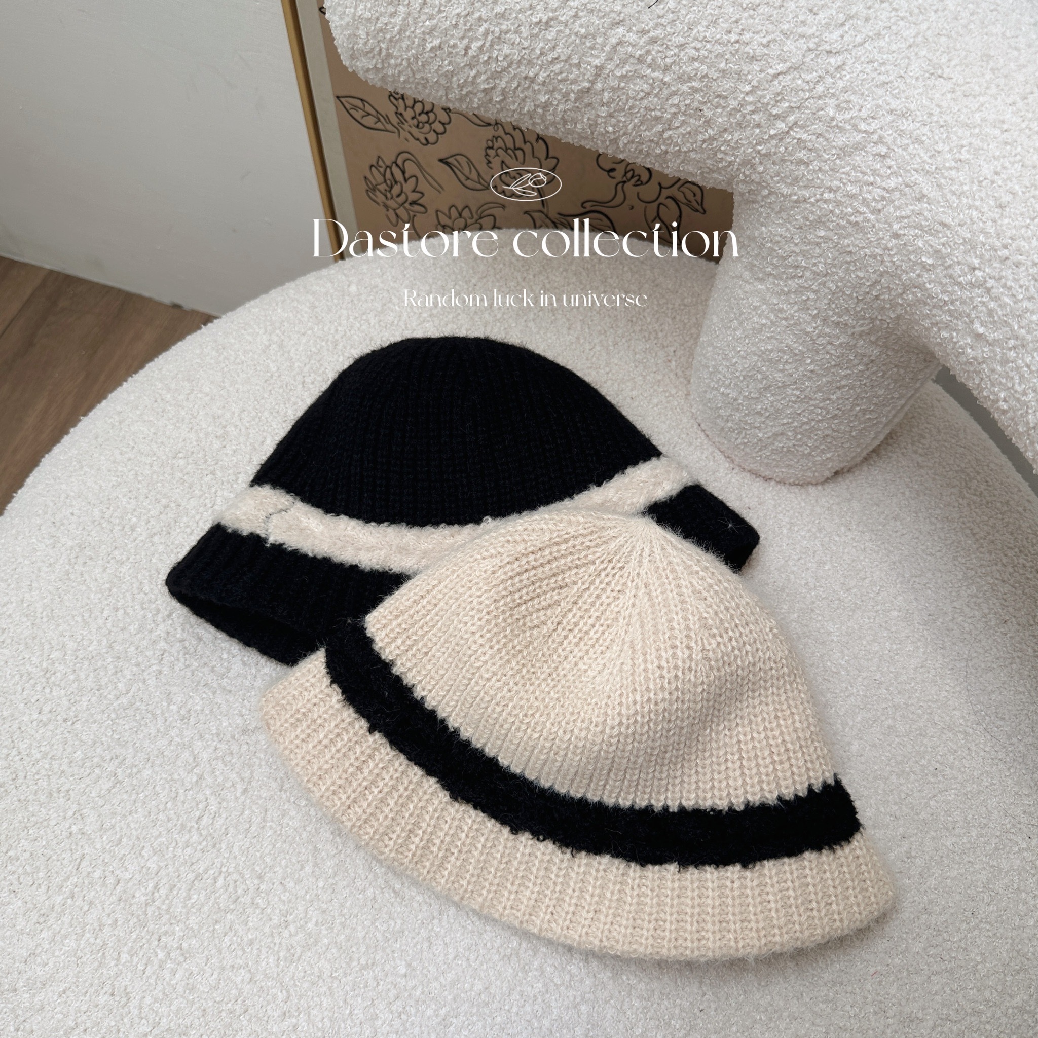 針織小香雙色漁夫帽/二色