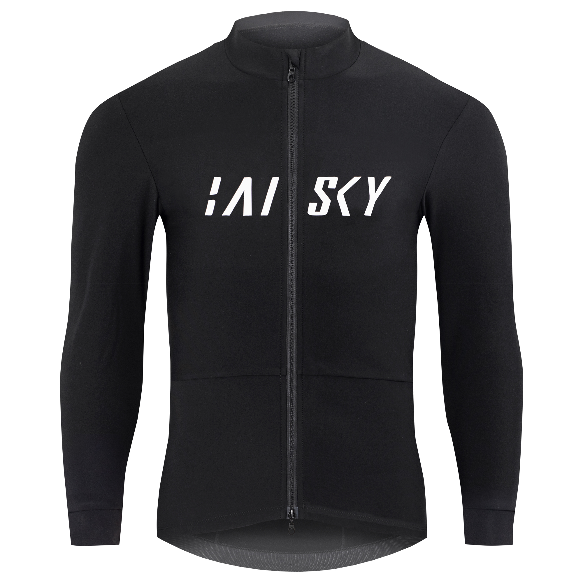 男款雙拉鍊抓絨長車衣 冬岳 黑