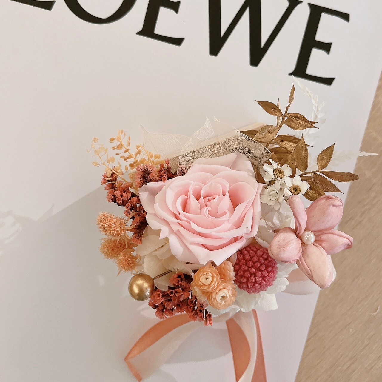 永生大玫瑰粉色系胸花