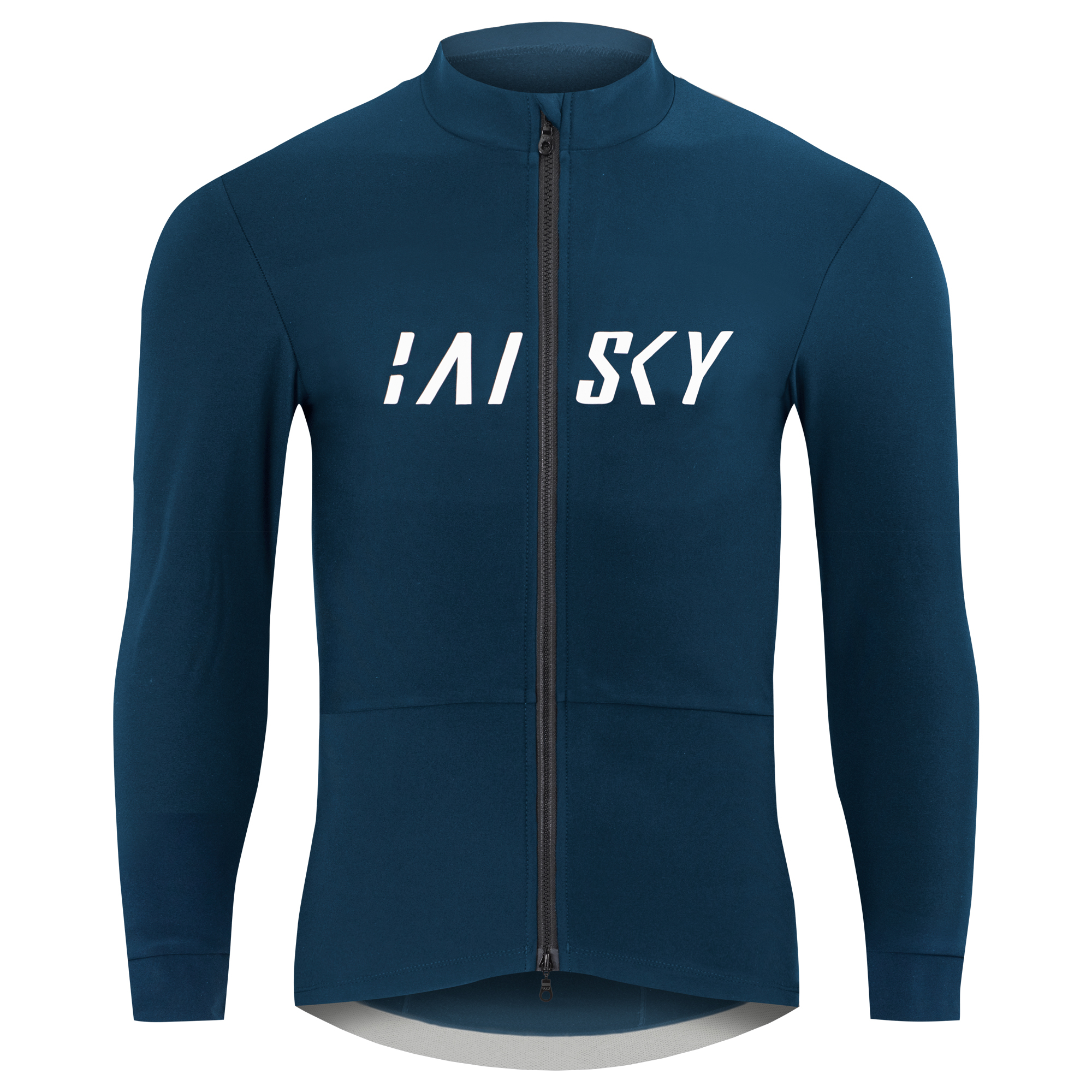 男款雙拉鍊抓絨長車衣 冬岳 深藍