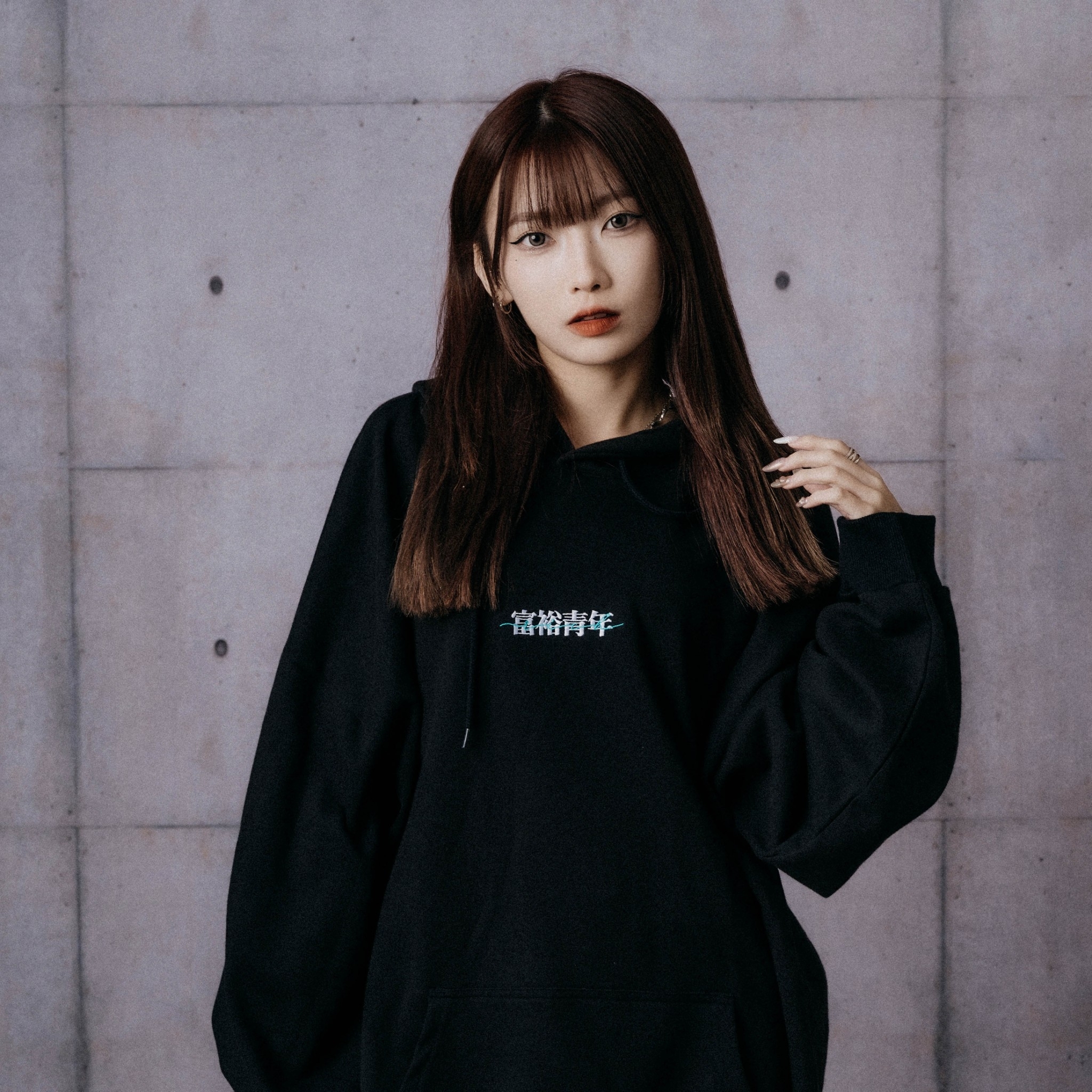 XCTRL 富裕青年寬版帽T-黑