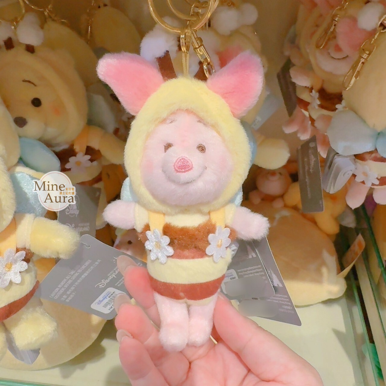 小豬 皮傑 piglet 蜜蜂裝造型 絨毛 吊飾 鑰匙圈 小熊維尼 Winnie the Pooh -香港迪士尼樂園