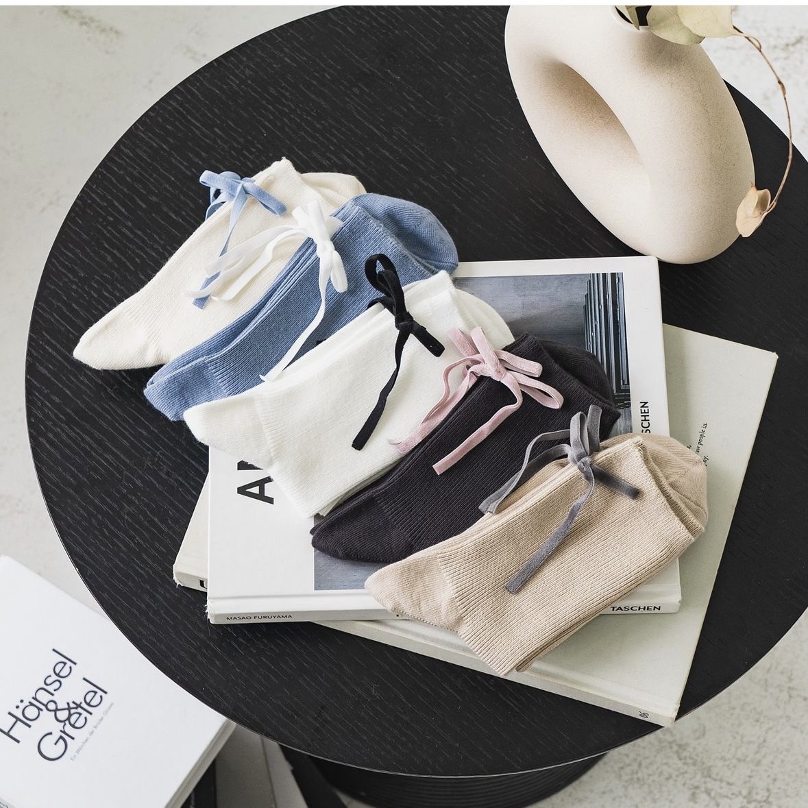 預購┃日本製 靴下屋 羅紋 蝴蝶結 緞帶 長襪