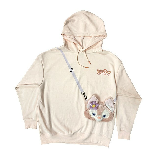 玲娜貝兒 Lina bell 絨毛大頭造型收納口袋 連帽 上衣 帽T 長T -香港迪士尼樂園