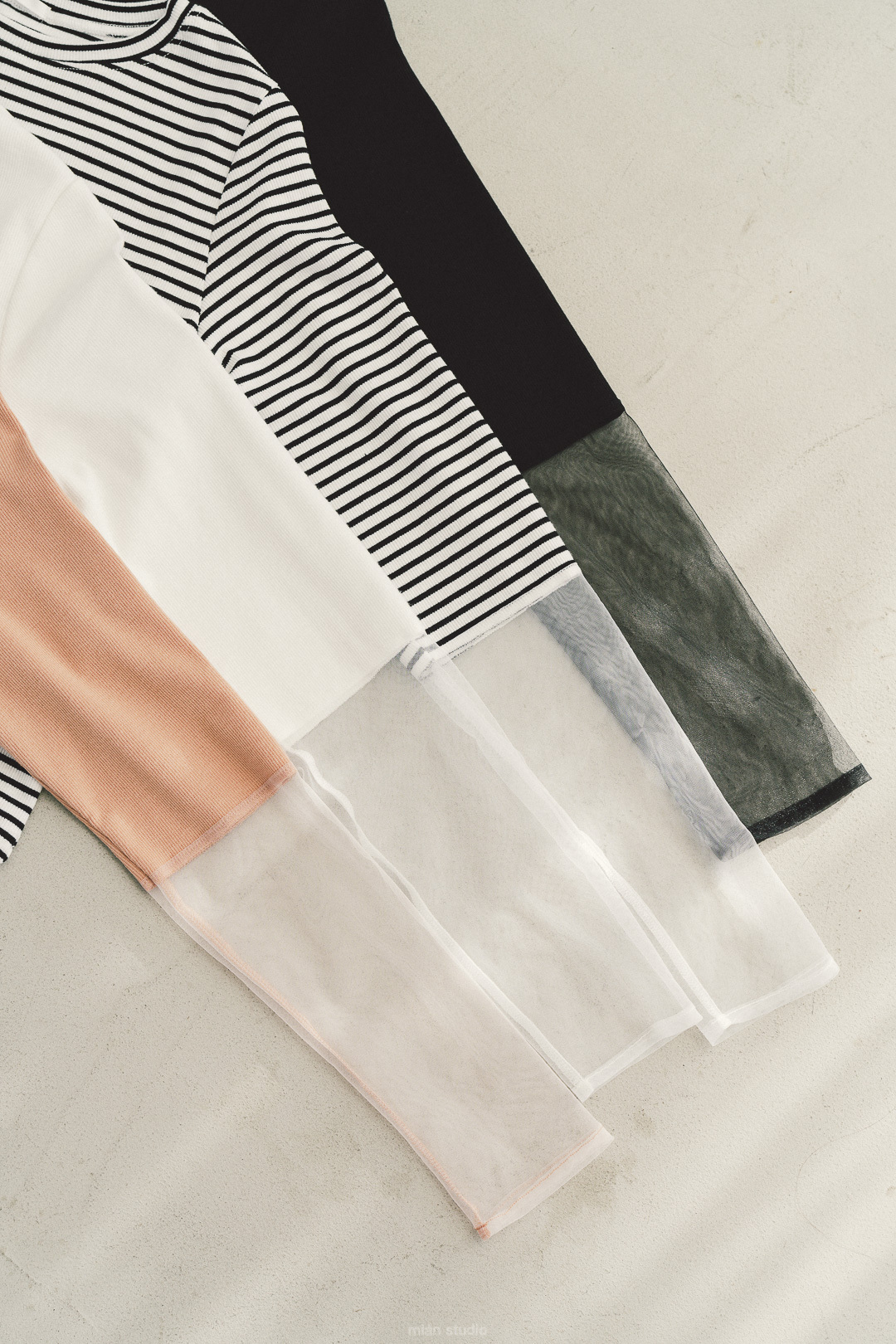 透明袖羅紋上衣(四色)