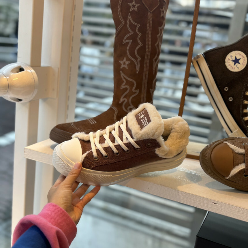 Converse All Star Light PLTS Boa Collar OX 日本限定 泰迪熊棕 毛茸茸 帆布鞋 31313070