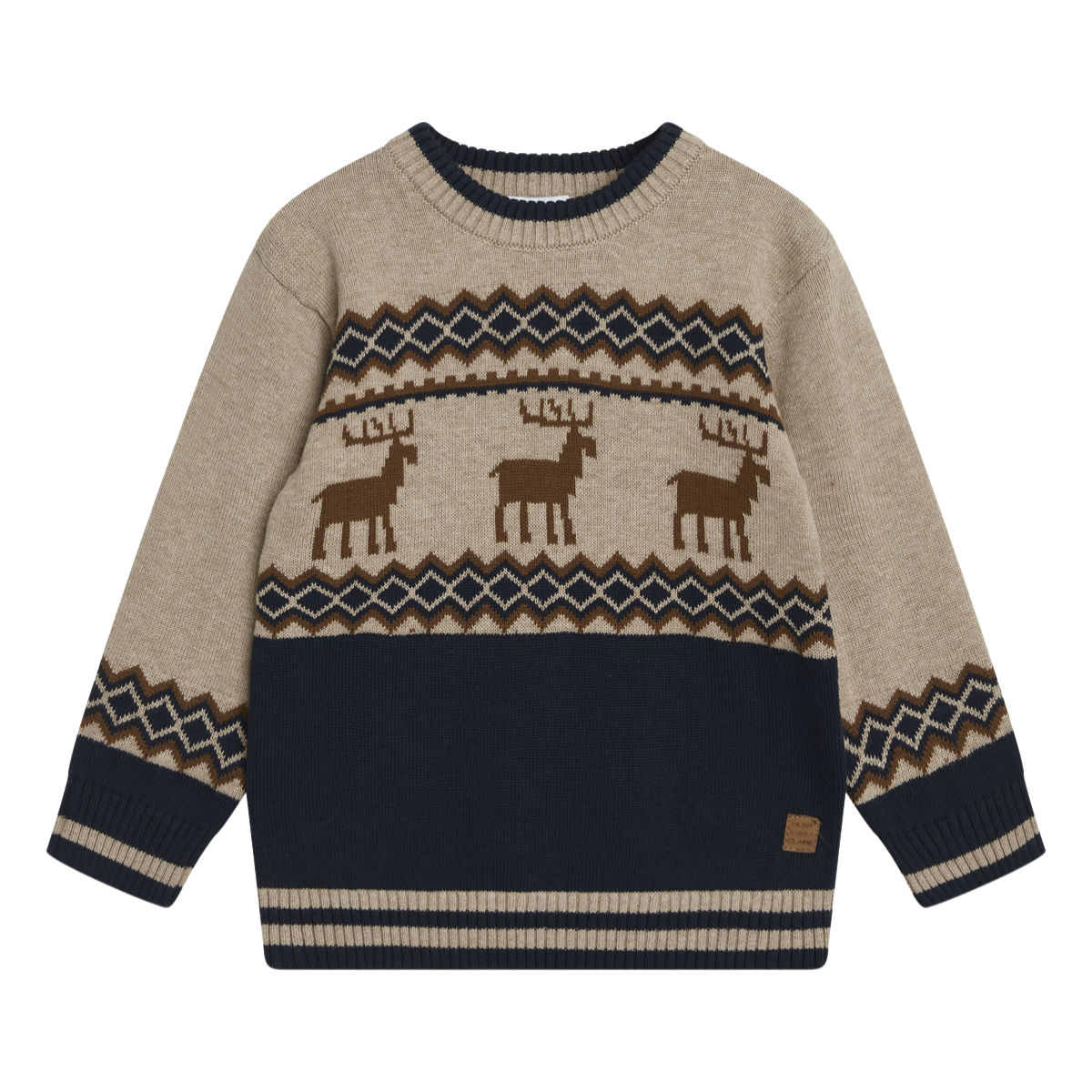 〖 Hust & Claire 〗淺咖菱格麋鹿針織上衣