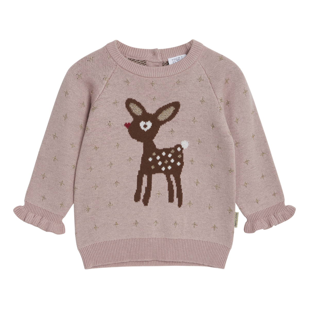 〖 Hust & Claire 〗粉色愛心小鹿寶寶針織上衣