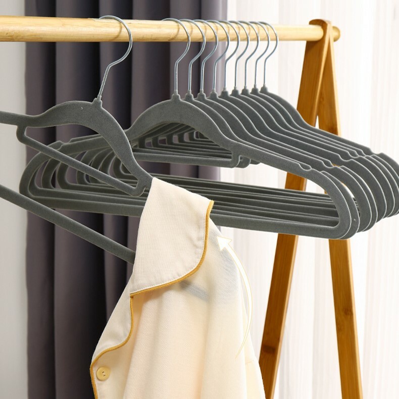 《5160》簡約素面植絨防滑衣架組(5入)