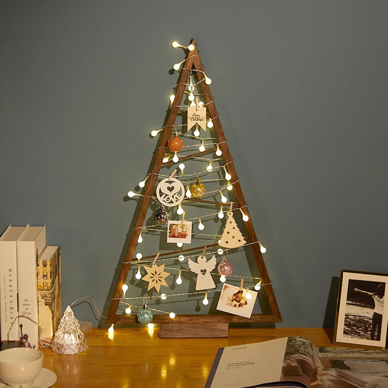 《5162》木質聖誕樹造型氛圍燈擺件掛飾