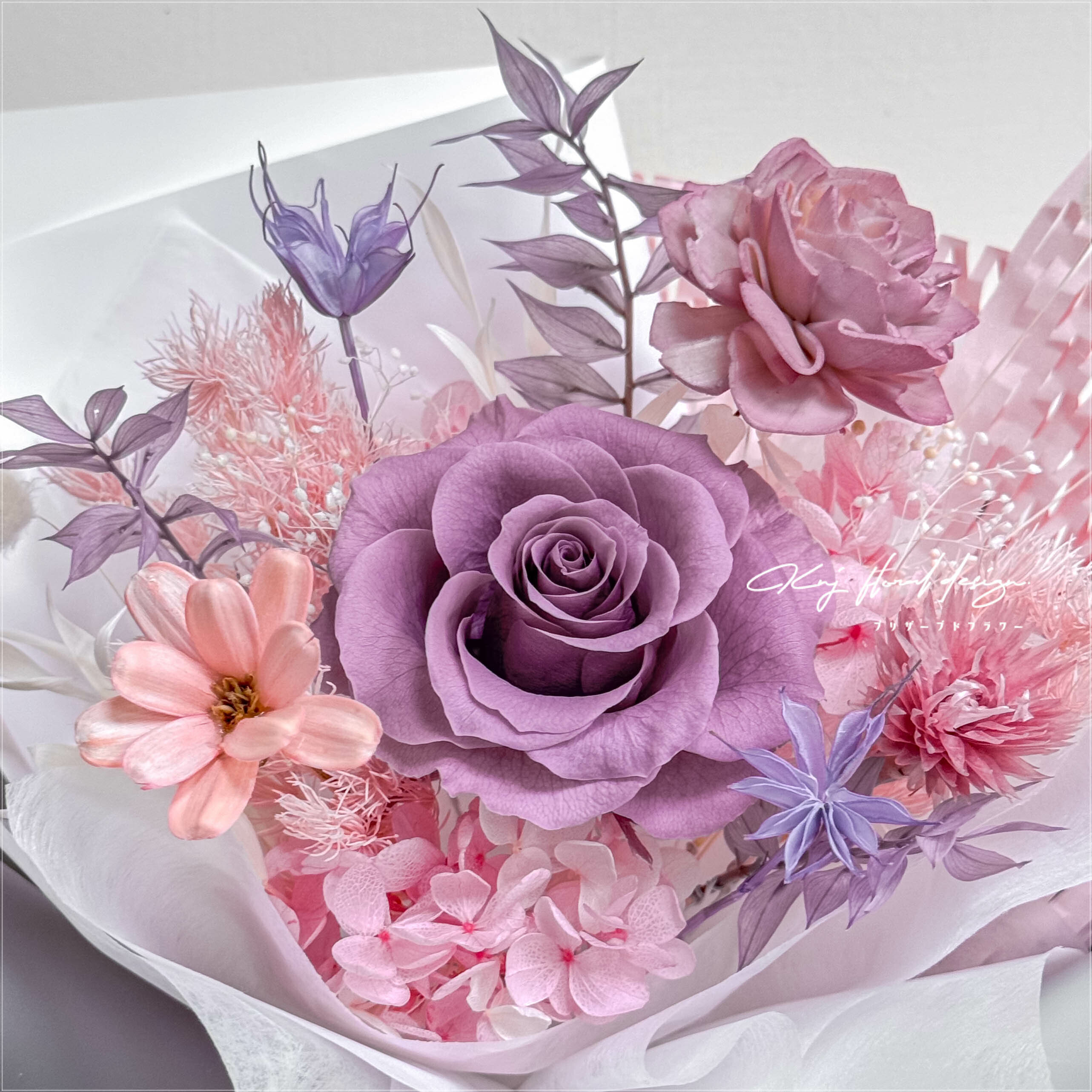 迷霧花園・單朵永生玫瑰花束