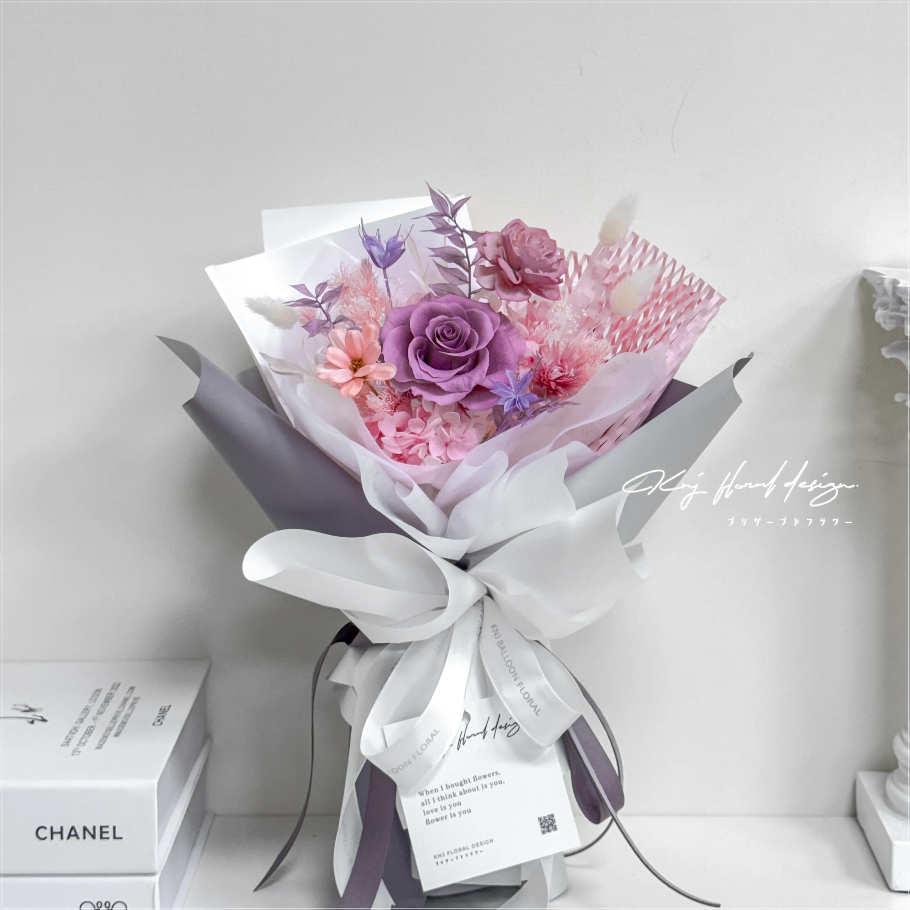 迷霧花園・單朵永生玫瑰花束