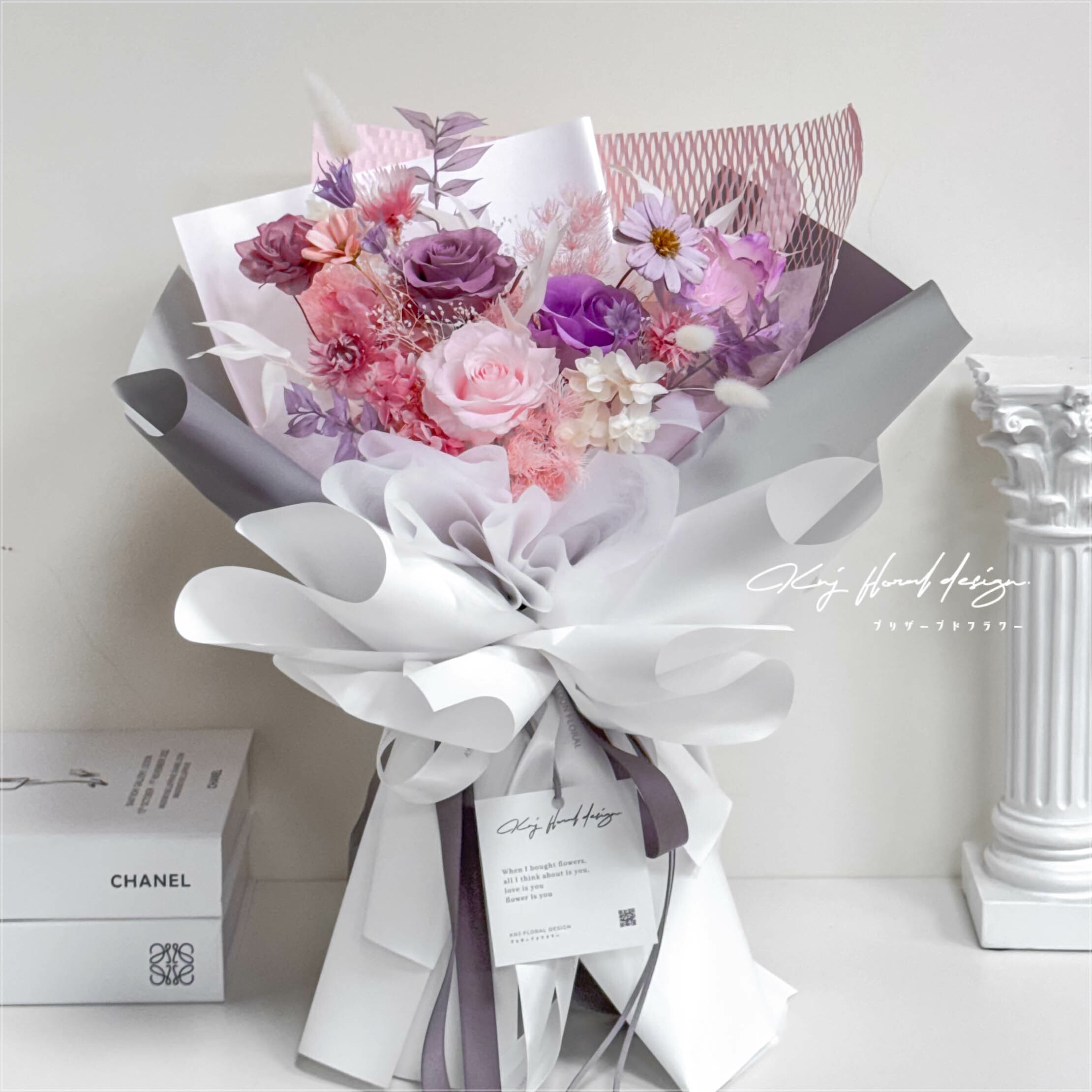 迷霧花園・三朵永生玫瑰花束