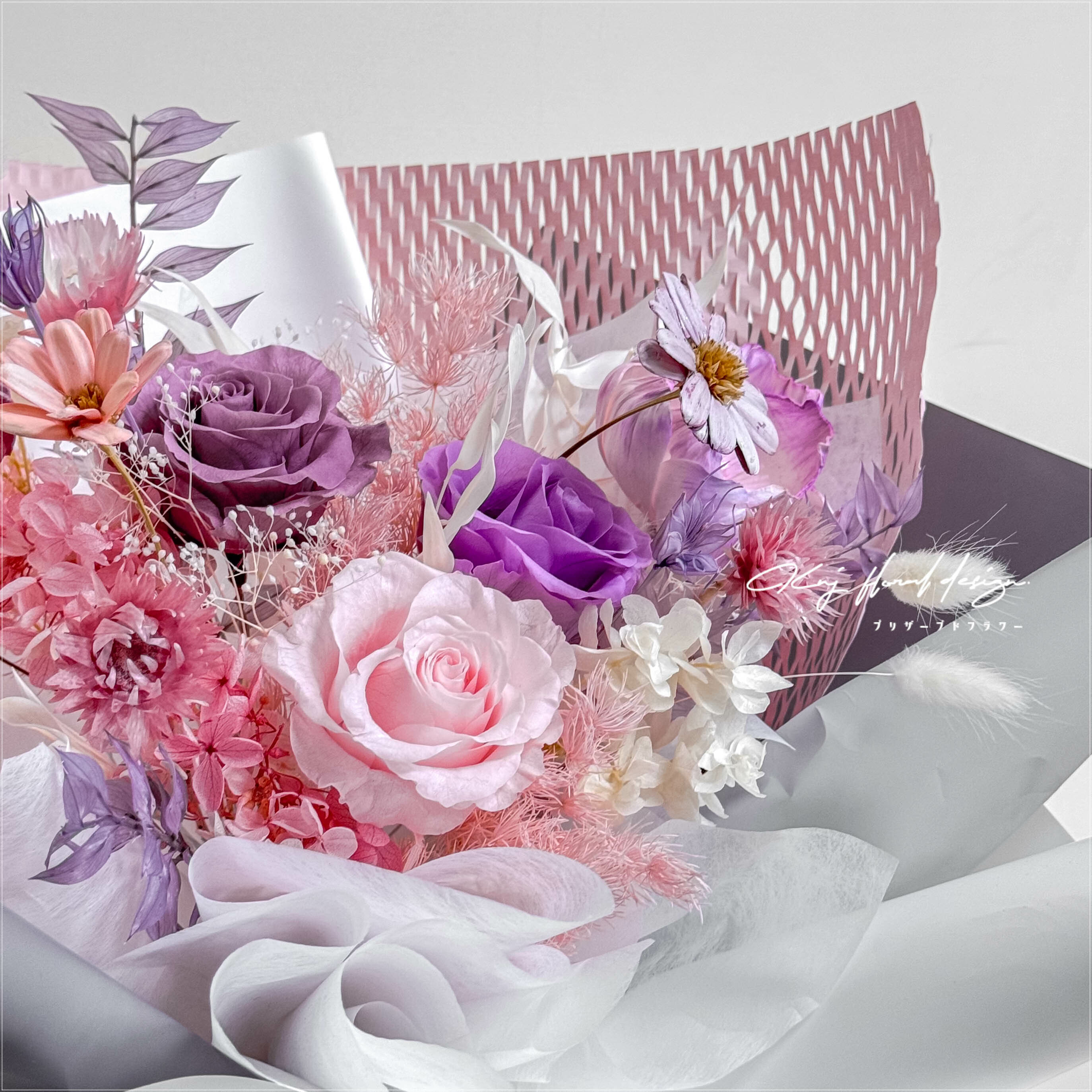 迷霧花園・三朵永生玫瑰花束