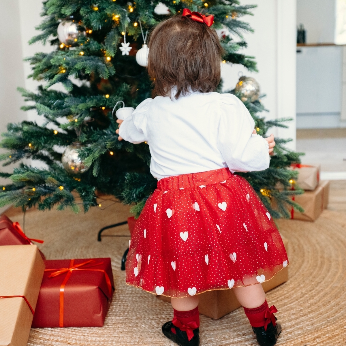 〖 Hust & Claire 〗紅色愛心點點澎裙