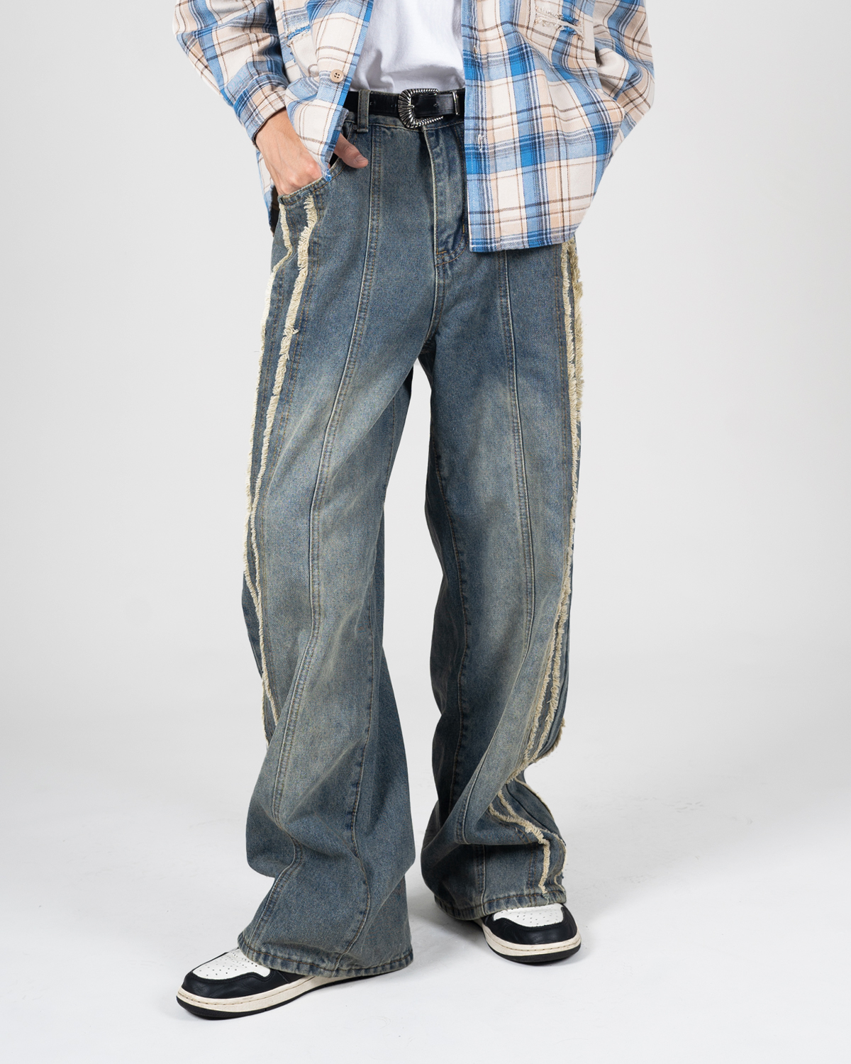 OurPick Rough Edge Baggy Denim Jeans 毛邊水洗闊腿牛仔褲 2色