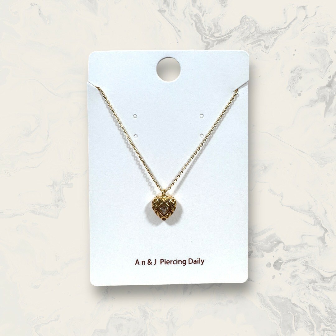 韓國直送項鍊 中滿鋯立體簍空交叉線條愛心 鍍14K