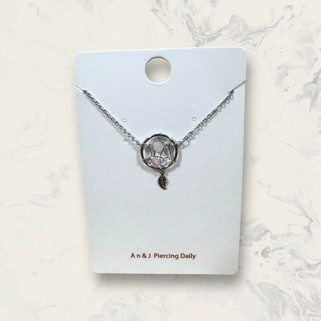 韓國直送手鍊 中白珠+粉方晶補夢網吊羽毛 鍍14K