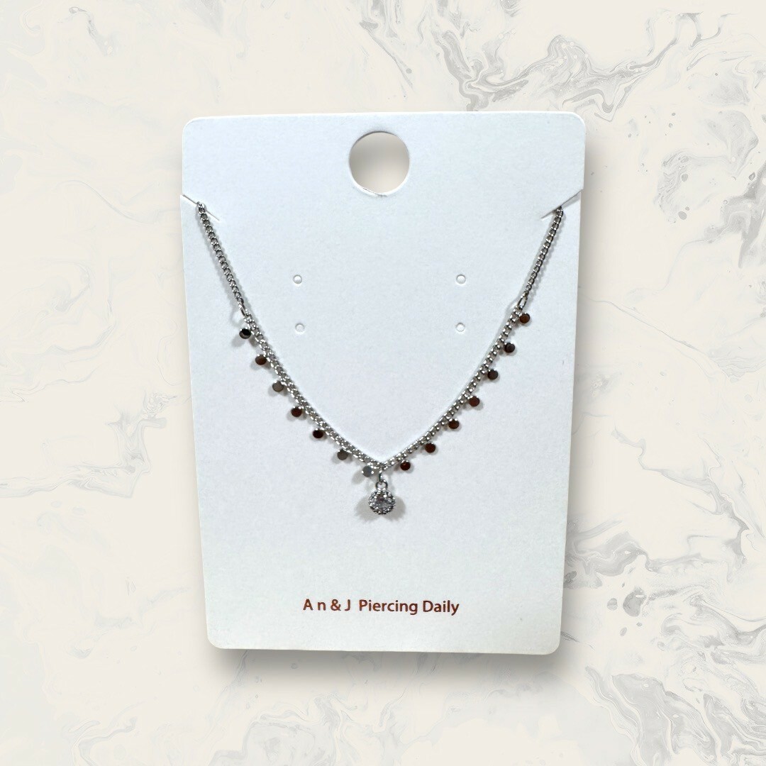 韓國直送手鍊 排列銀圓牌中吊銀框白鋯 鍍14K