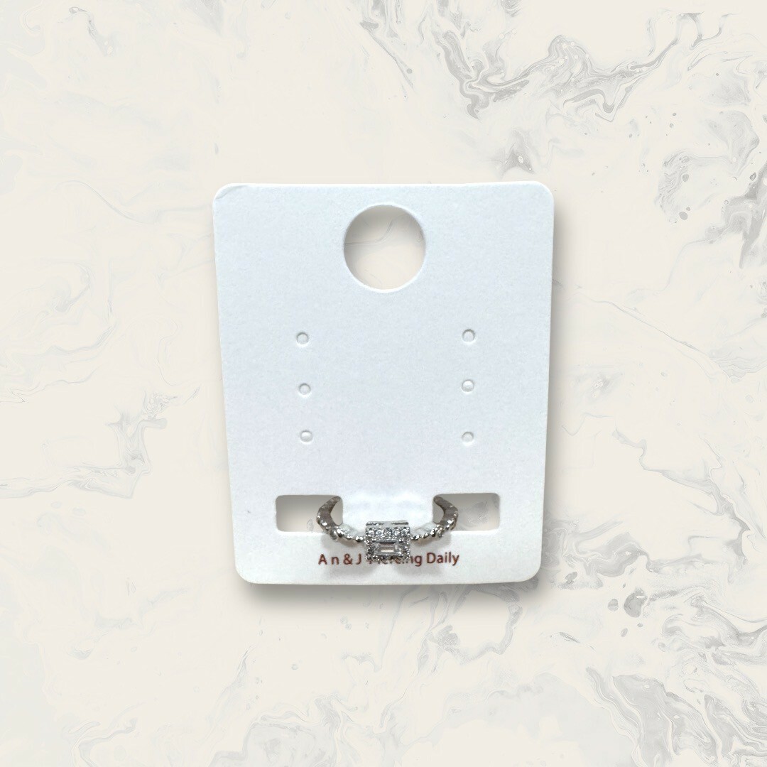 韓國直送戒指 可調式 圓包鋯圈中線鋯框中長方鋯 鍍14K