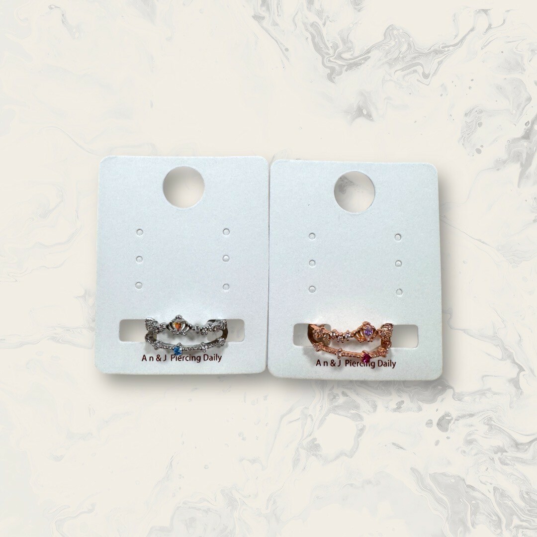 韓國直送戒指 可調式 雙層 排列碎鋯中倒水滴鋯皇冠 下排列小鋯 鍍14K