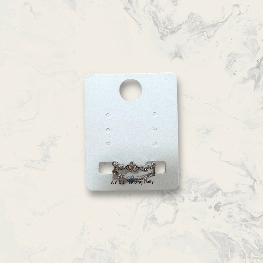 韓國直送戒指 可調式 雙層 排列碎鋯中倒水滴鋯皇冠 下排列小鋯 鍍14K