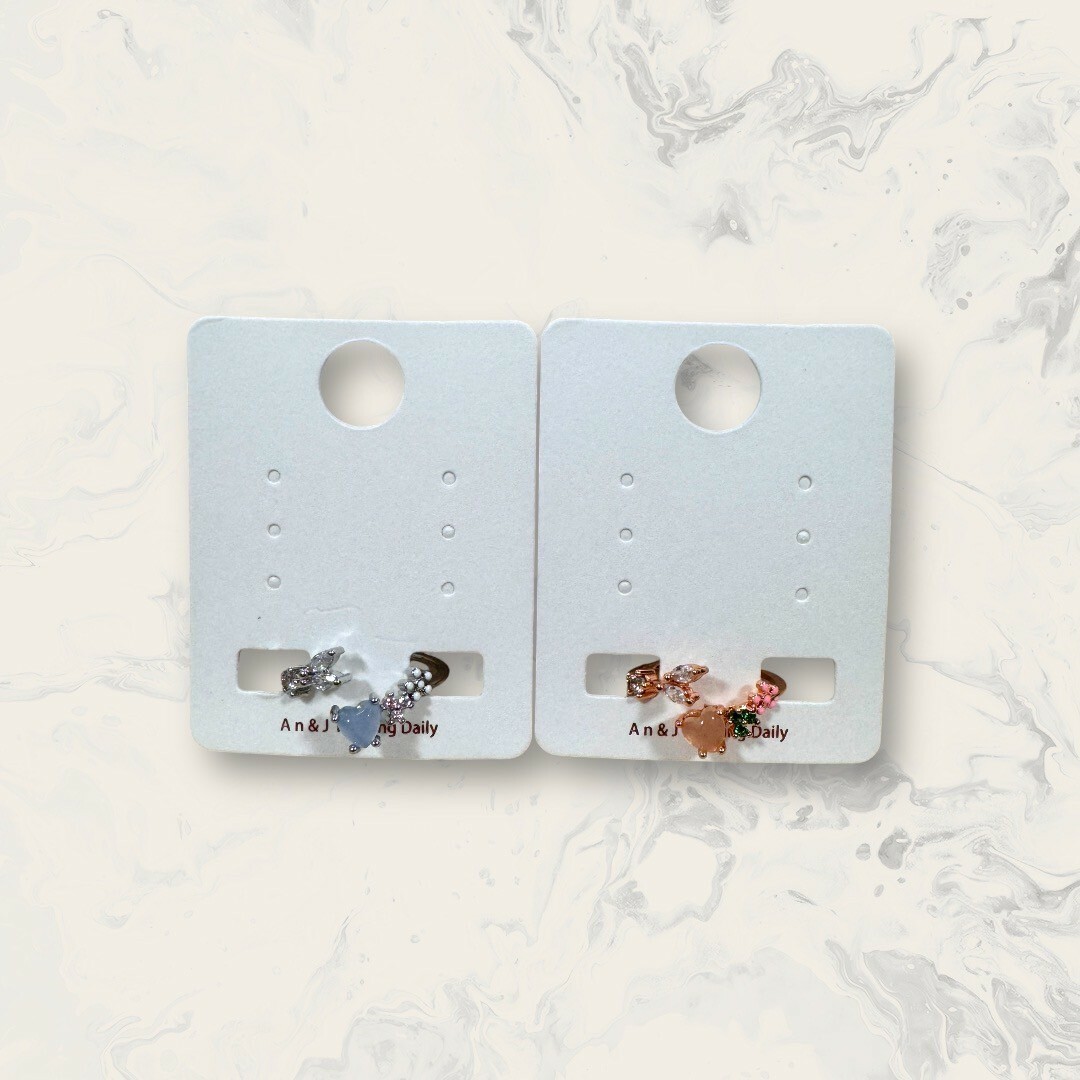 韓國直送戒指 可調式 小鋯+葉形鋯+愛心晶+三小鋯+小花花 鍍14K