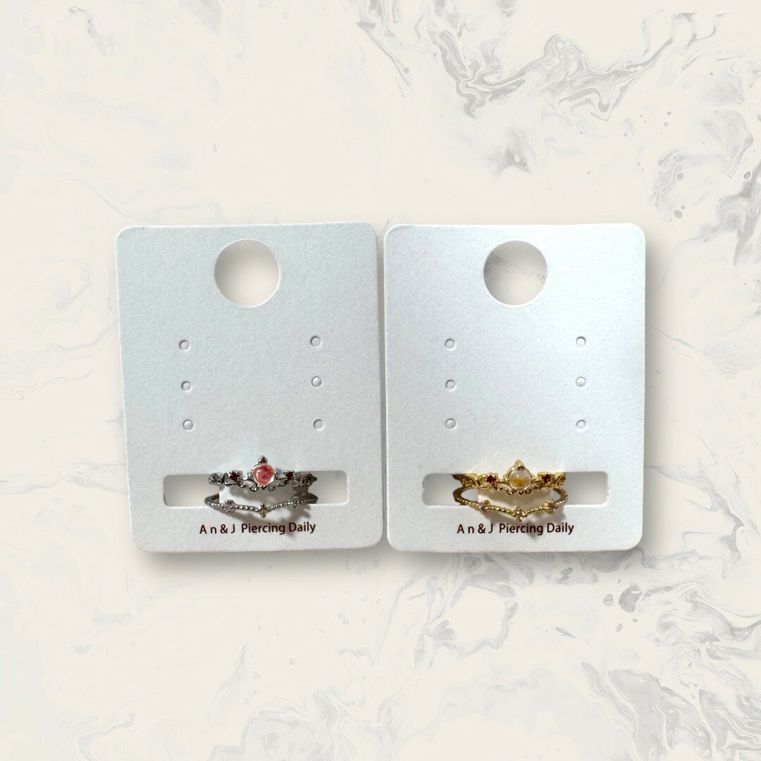 韓國直送戒指 可調式 曲線 1中桃紅小鋯+圓晶曲線圈 1小鋯圈 鍍14K