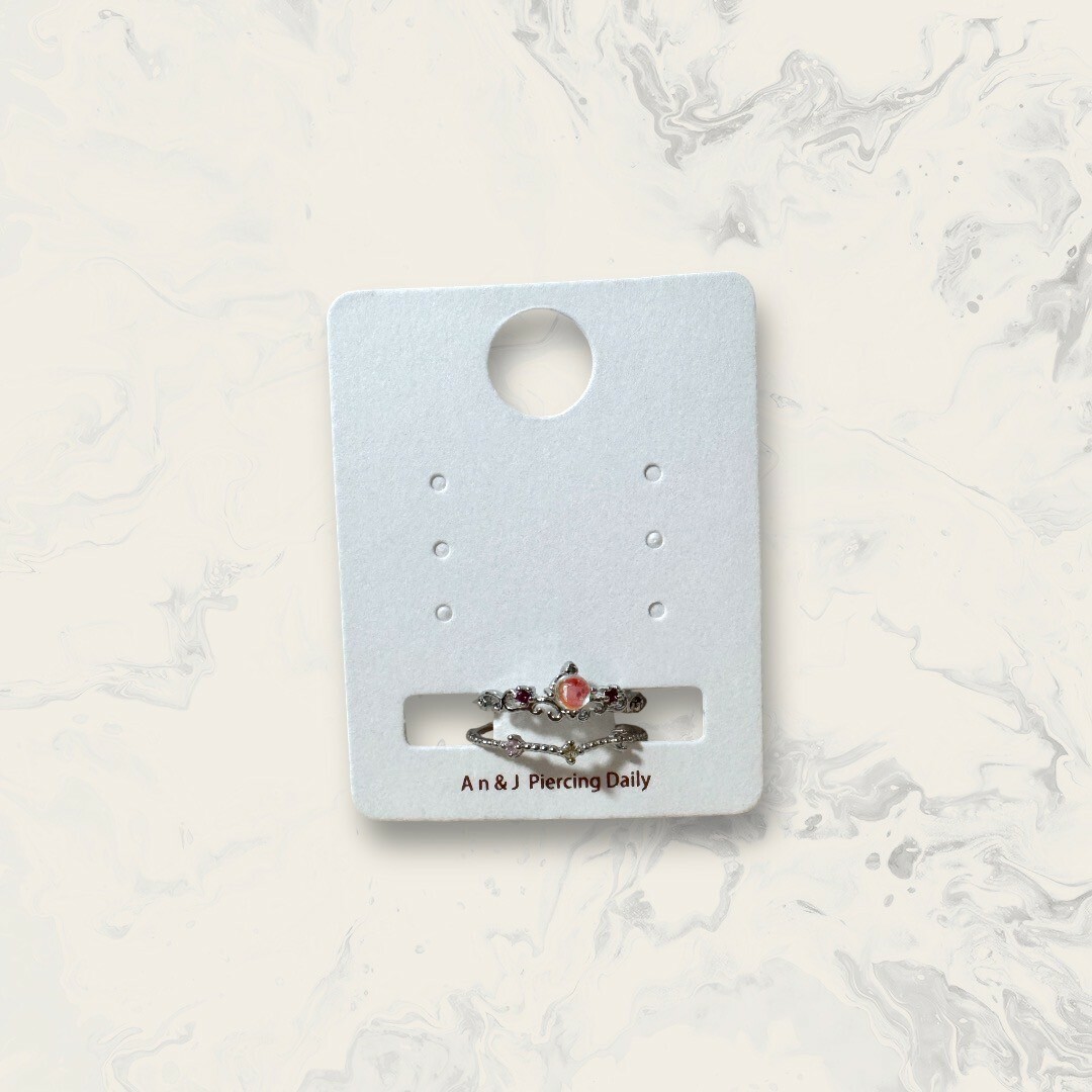 韓國直送戒指 可調式 曲線 1中桃紅小鋯+圓晶曲線圈 1小鋯圈 鍍14K