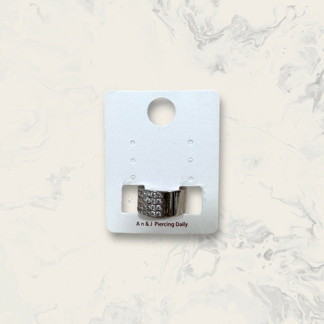 韓國直送戒指 可調式 寬版四排線鋯垂吊多形狀鋯 黃銅鍍14K