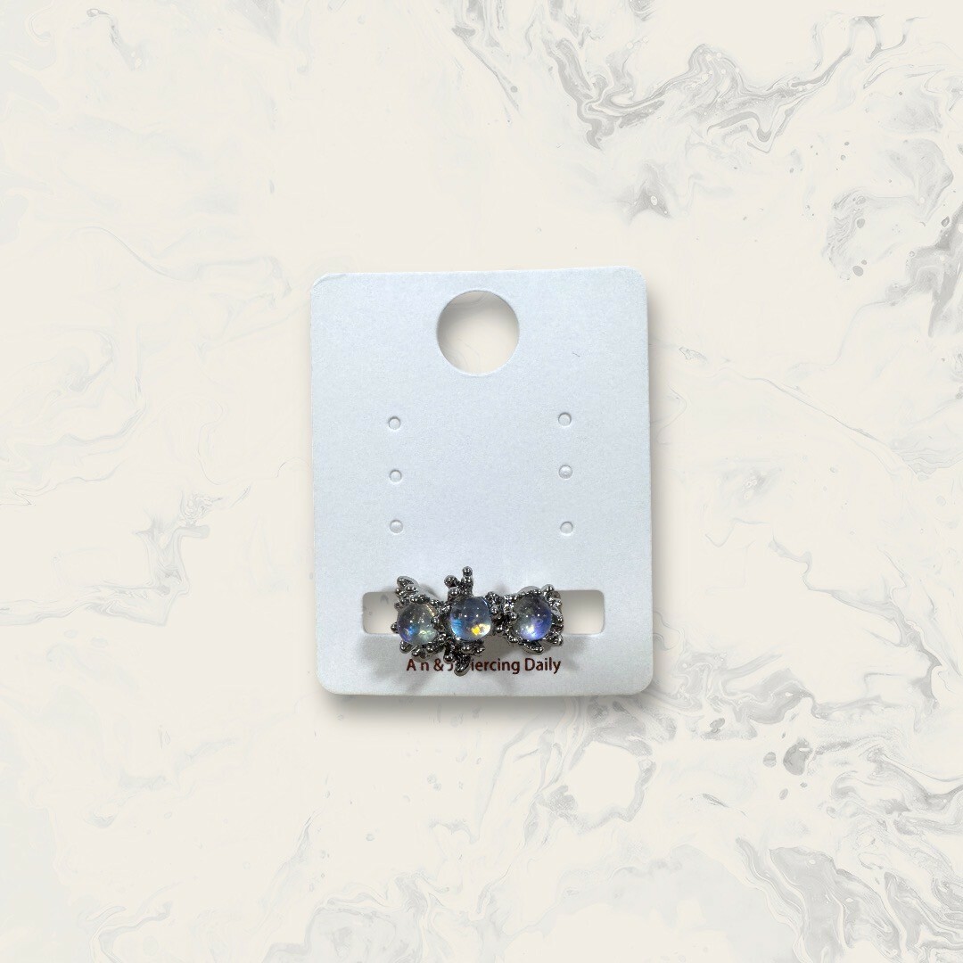 韓國直送戒指 可調式 中炫彩藍圓晶凹凸寬版圈 鍍14K