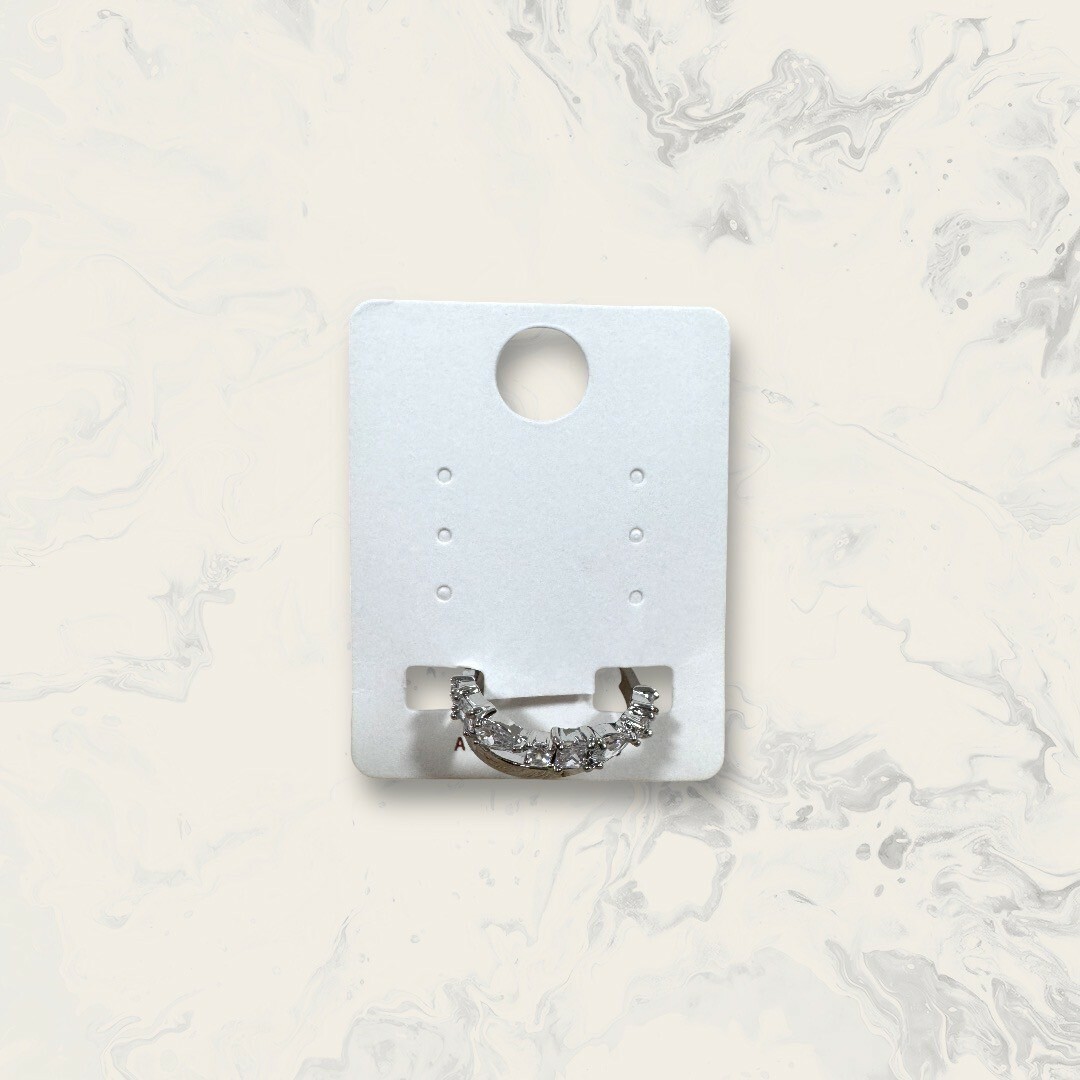 韓國直送戒指 雙線 素線+排列多形狀白鋯 國際圍#10 銅鍍白金