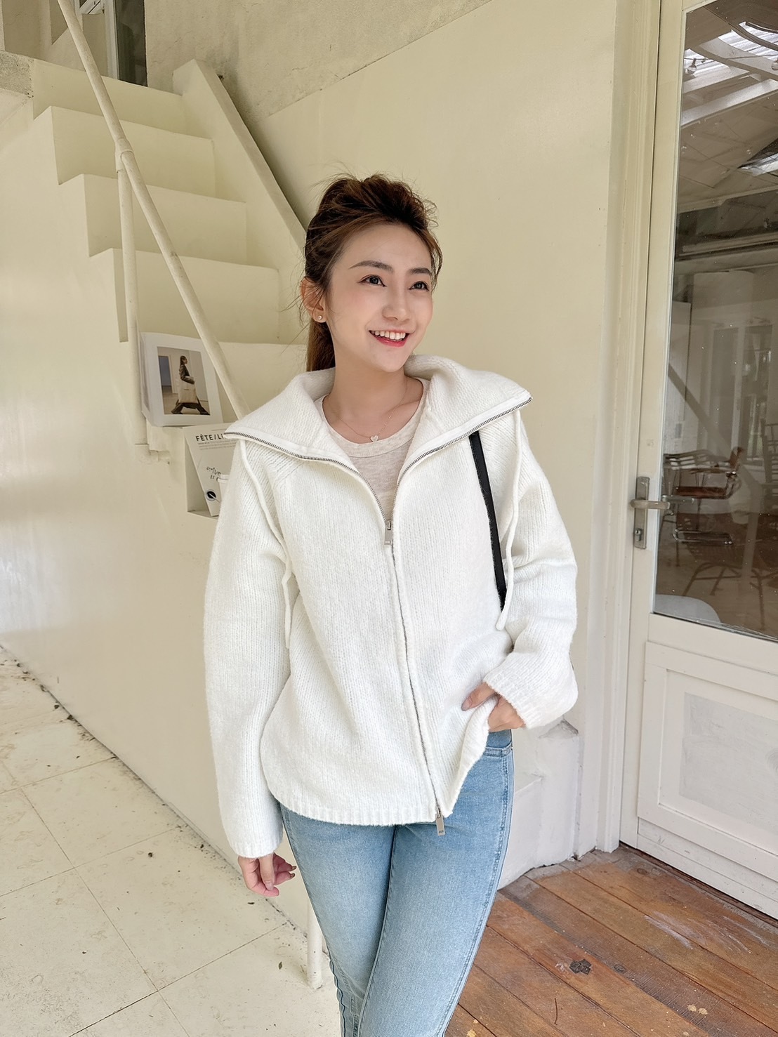 【預購】🔥11.06秋冬新品］💥小編激動款］🇰🇷正韓超柔軟親膚雙拉鏈羊毛立領外套（白色/兩色）